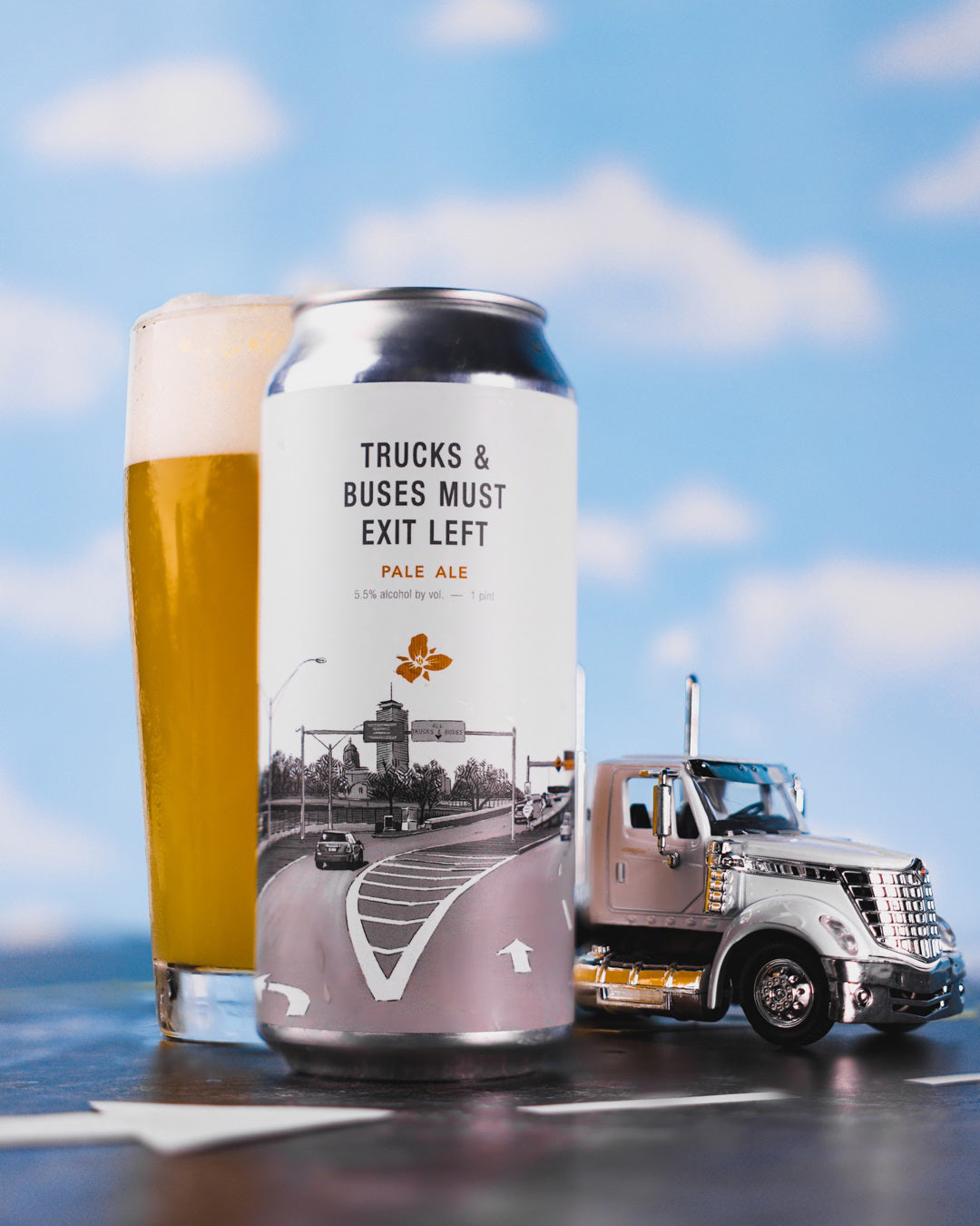 Trucks & Buses Must Exit Left 4pk Cans