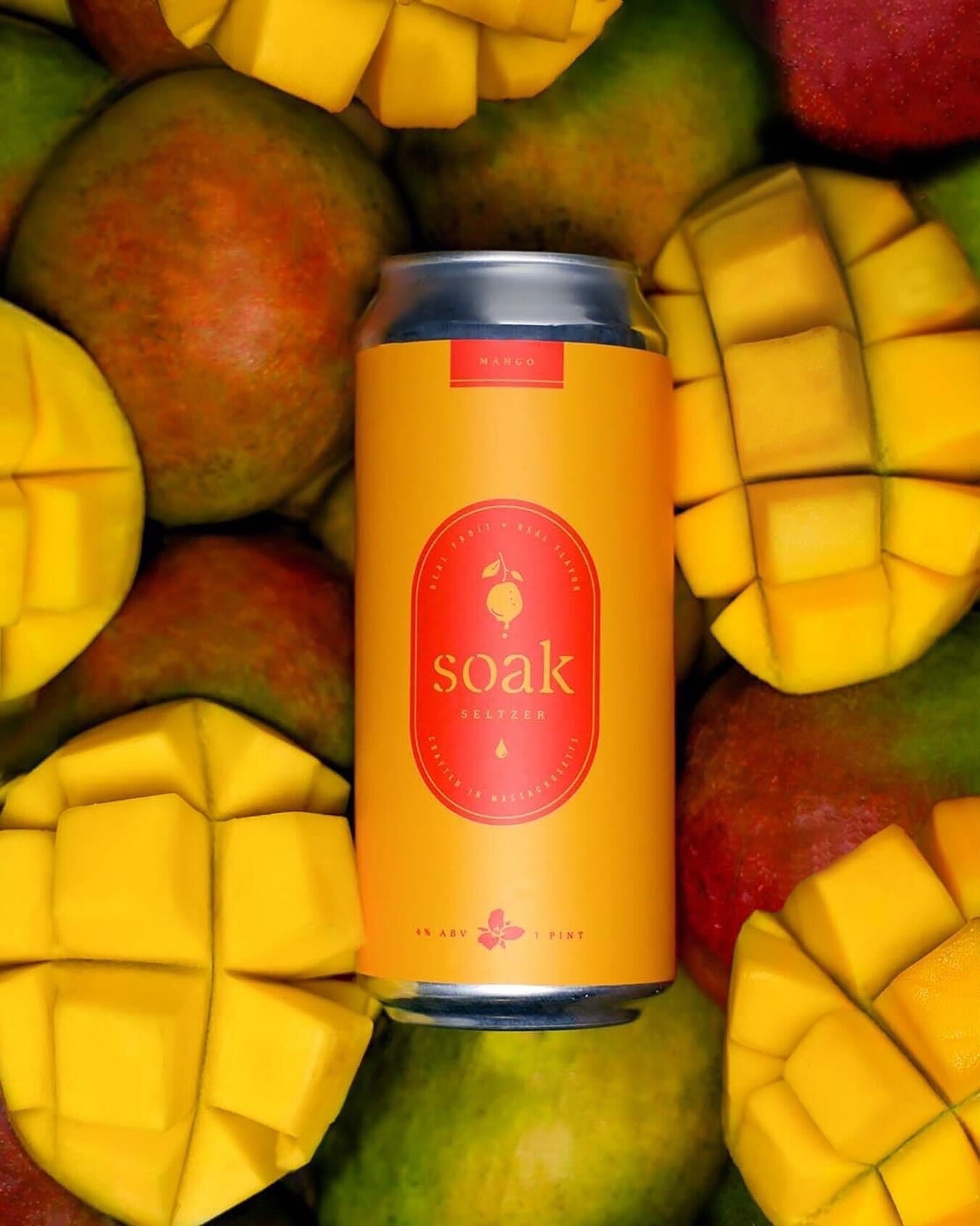 Soak Seltzer: Mango 4pk Cans