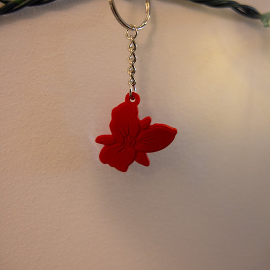 Red Flower Rubber Key Chain