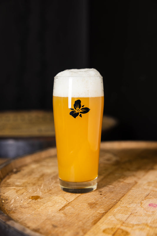 Trillium & Flower Logo Willi Belcher Pub Glass